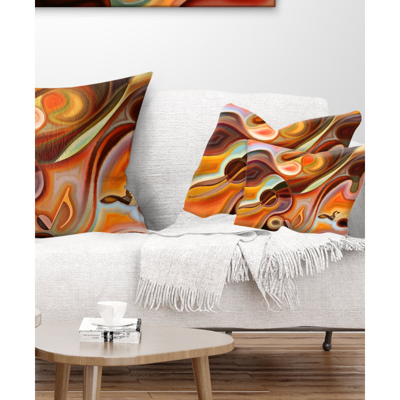 Abstract Brown and Orange Polyester Throw Pillow