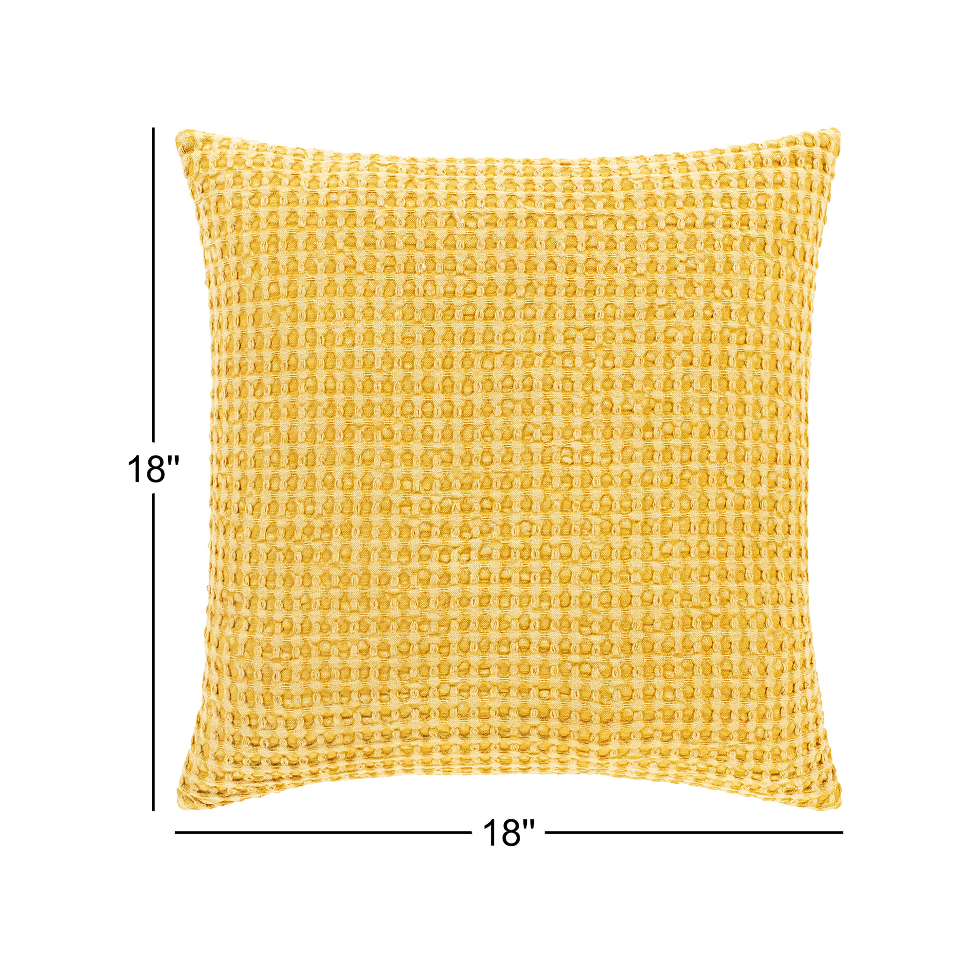 Kappa Geometric Cotton Throw Pillow, Polyester/Polyfil, Saffron, 18" x 18"