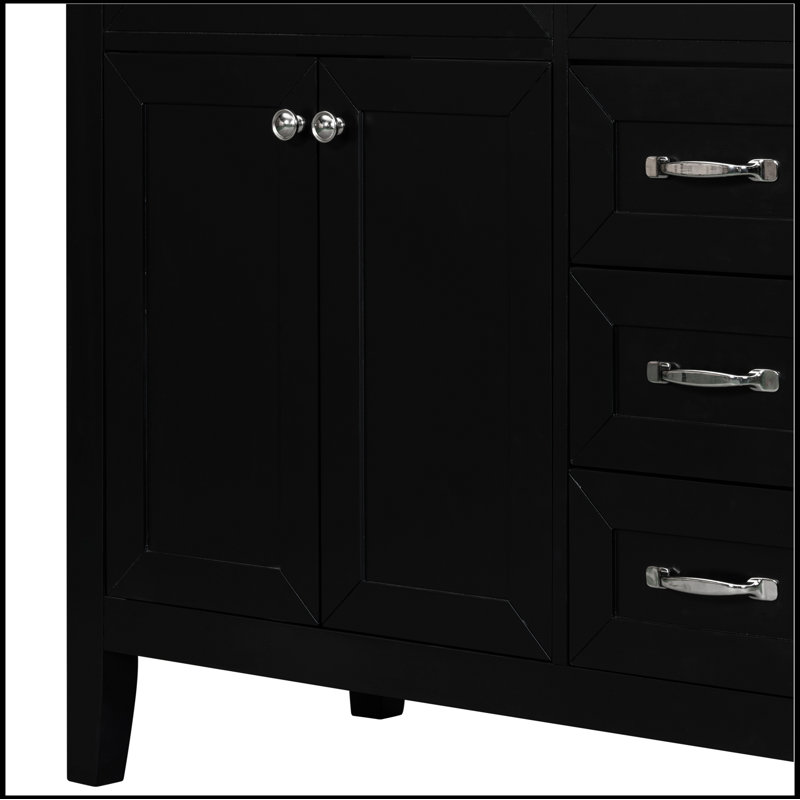 Meuble-lavabo simple avec plateau 35,98 po Savitt, Noir