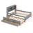 Full Size Bed With Twin Trundle, Wood Platform Bed With Bookcase Headboard And Storage Drawers-1910859288