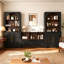 Three Piece Arched Wooden Bookcase Suite With Storage Cabinets And Adjustable Shelves For Home Organization-1311738626