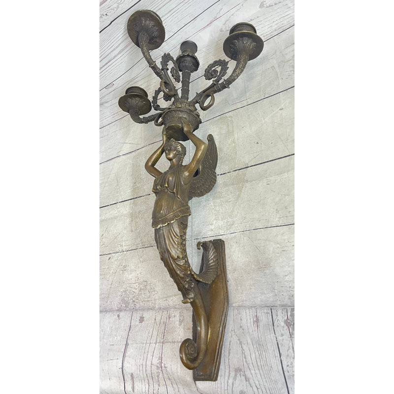 Applique murale candélabre murale en métal bronze