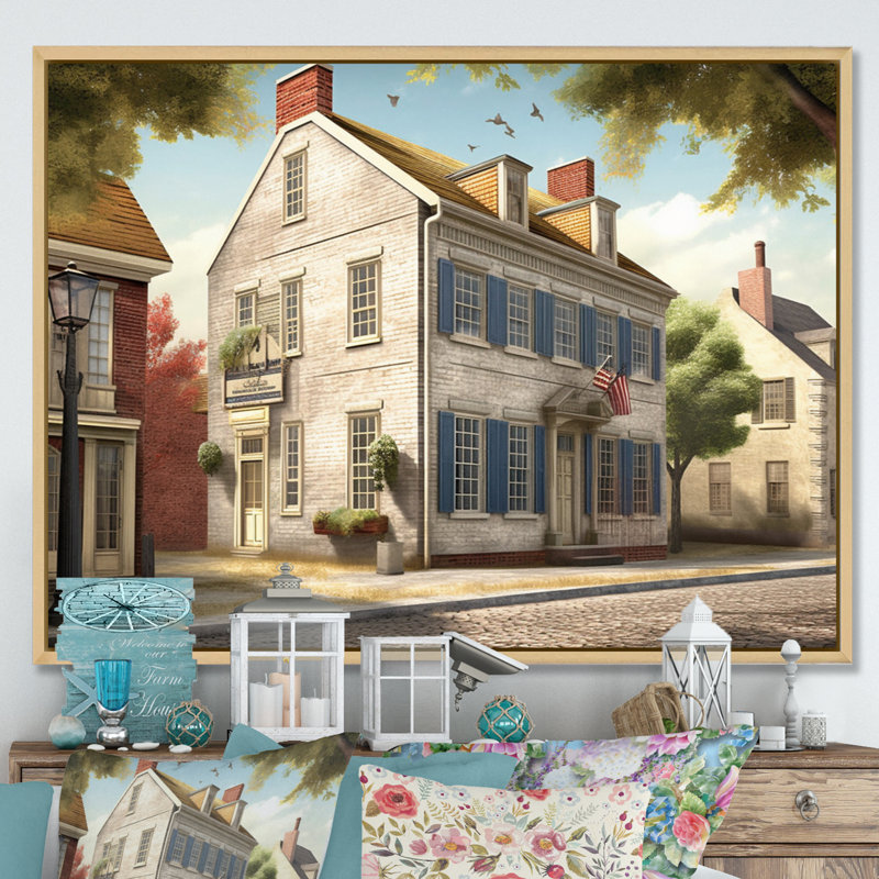 «Delaware 1950S Village II», reproduction sur toile encadrée, H 30 po x l 40 po x P 1,5 po, Cadre naturel flottant