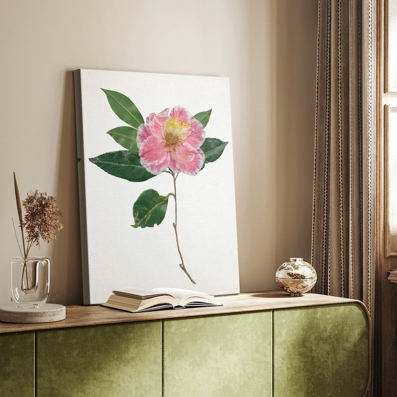 PressedCamelliaI -Custom Wrapped Gallery Cavas, 18" H x 12" W