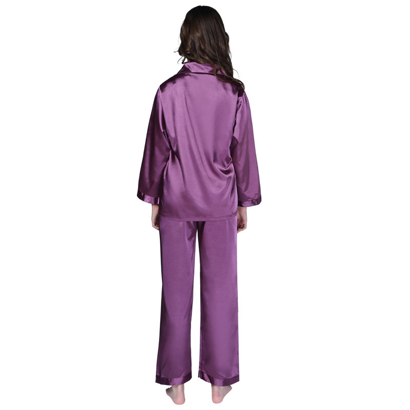 Ensemble de pyjama à deux pièces en satin pour femme, L, Mauve