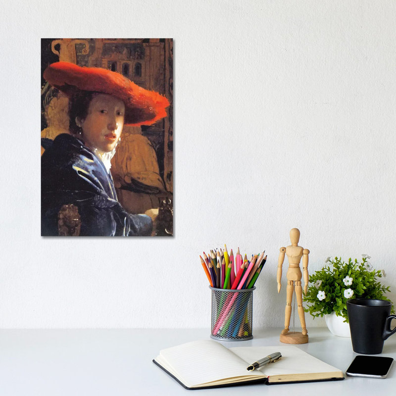 Girl With A Red Hat, C by Johannes Vermeer - Wrapped Canvas Print, 30.48cm H x 20.32cm W x 1.91cm D