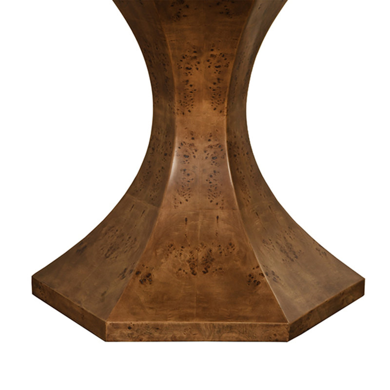 Glass Dining Table, Dark Burl Wood