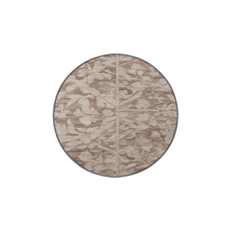 Machine Washable Gray Area Rug, Round 3'