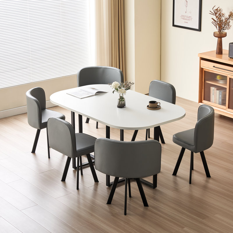 Leavittsburg 6 - Person Dining Set, White, Grey
