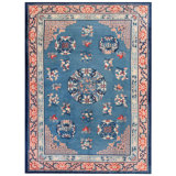 1900s Blue Medallion Greek Antique Chinese Peking Rug 6' 2" x 8' 7" Wool Carpet