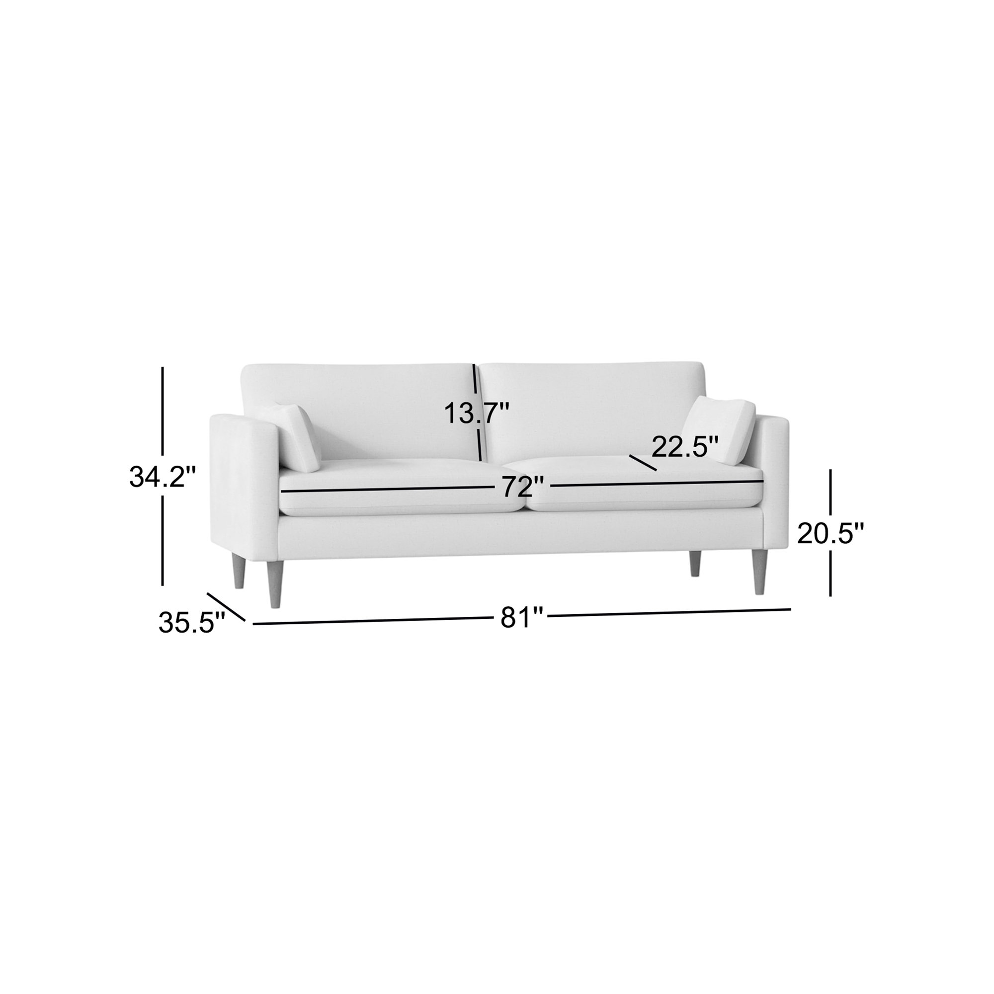 Viveros 81'' Upholstered Sofa, Dark Walnut, Snow White Crypton®