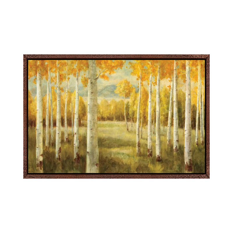 Aspens 1 Piece Painting on Canvas, 66.04 cm H x 45.72 cm W, Classic Brown Wood Framed