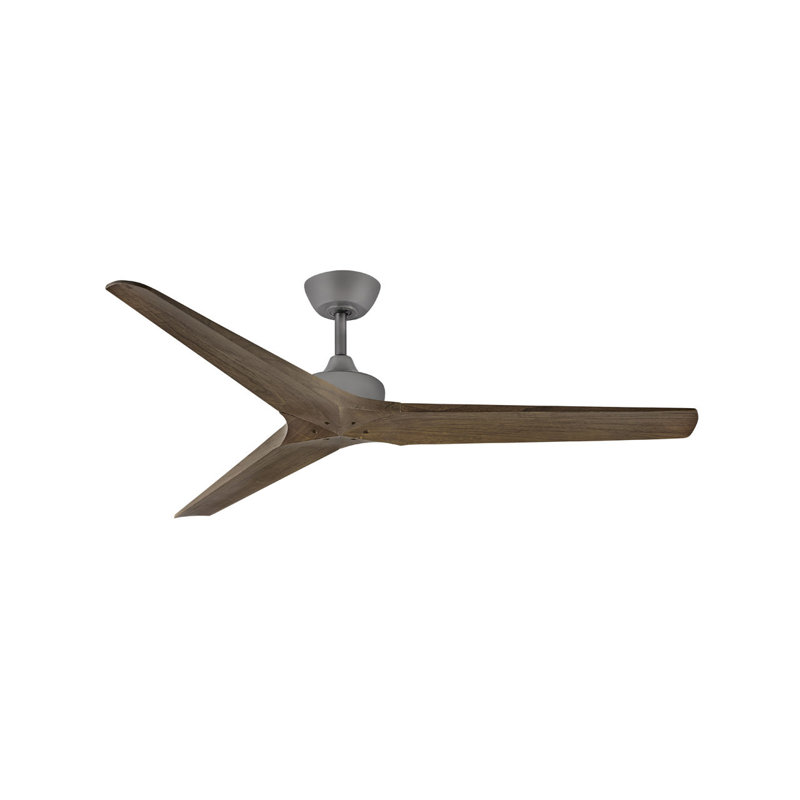 Chisel Indoor/Outdoor Smart Wooden Ceiling Fan with Remote, Matte White, Weathered Wood, 60" Wide