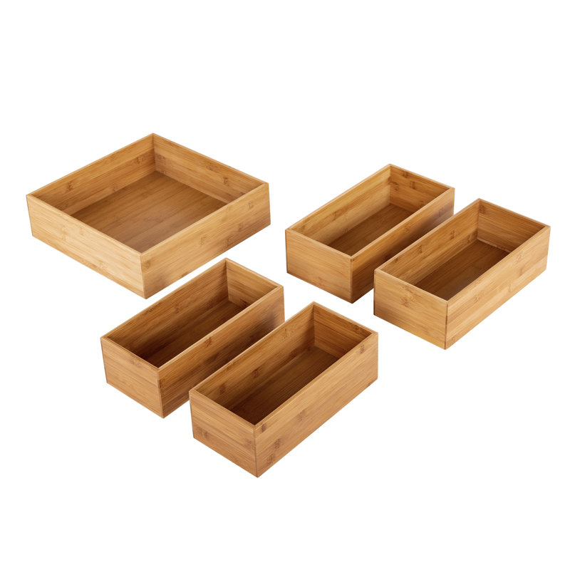 Natural Bamboo Multi-Size Storage Organizer Box Set