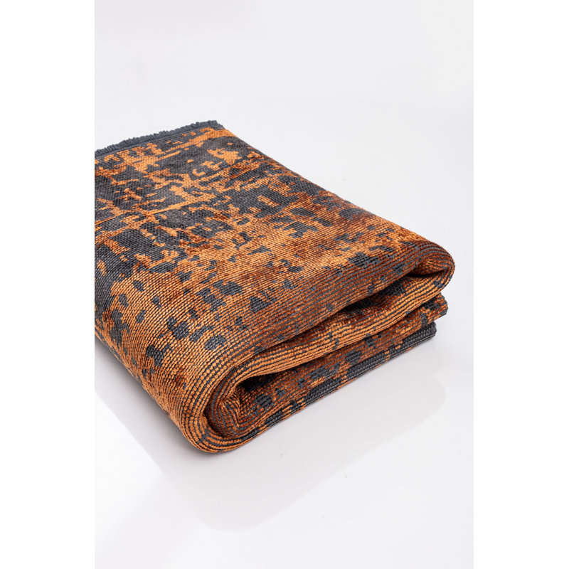Rapture Gray/Orange Abstract Luxury Area Rug, Rectangle 7'10" x 9'10"