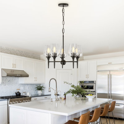 5 Light Chandelier for Dining Room Glass and Metal Farmhouse Chandelier Modern Chandelier Wine Glass Dining Room Light Fixture Suitable for Dining Room Living Room Entrance Hall