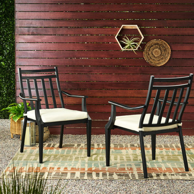 Chaise de salle à manger - siège de jardin élégant, conception à lattes ouvertes, noir, 23,94 po Profondeur profonde de 26,49 po de largeur, 36,91 po de hauteur, design classique confortable et chic pour les repas en plein air, pieds lisses, bois, P, l, H,