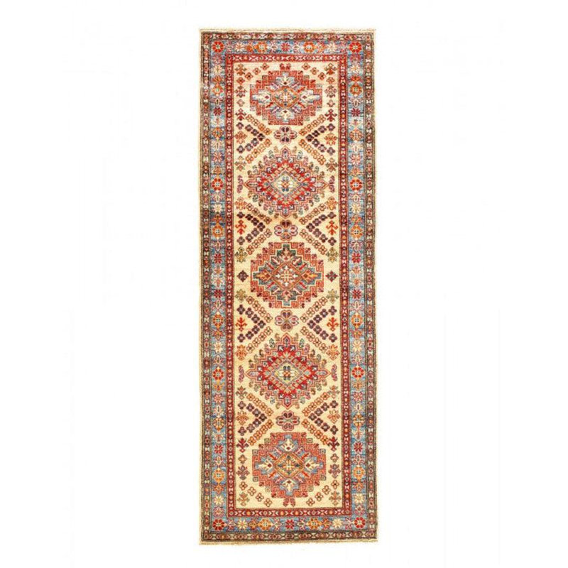 Tapis oriental ivoire / rouille / bleu en coton / laine 2 pi 6 po x 7 pi 11 po Oriental