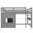 Full Size Wood Loft Bed Frame With Playful Sliding Chalkboard, Built-in Bookshelf And Safety Rails For Kids Teens Girls Boys,space-saving, Quiet Design, No Spring Mattress Required(gray)-97205934-97205935