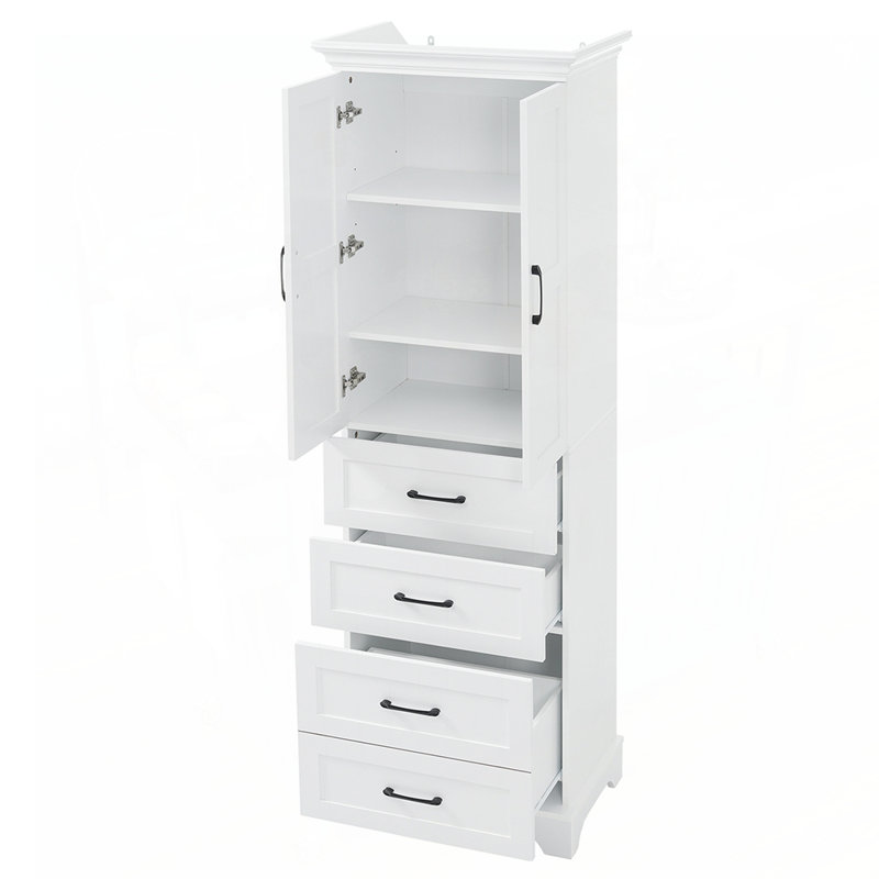 Meuble-lavabo spacieux avec portes à charnières et tablette réglable, idéal pour les solutions de rangement organisées et élégantes.