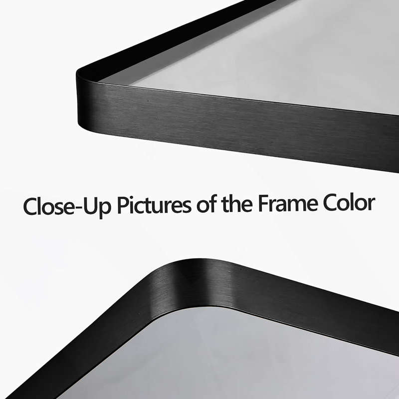 28X36 Inch Black Aluminium Frame Bathroom Mirror, Black, 36" x 28"