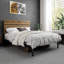 Base de lit plateforme en métal Paloma avec tête de lit en bois, aucun sommier nécessaire-43817455-43817454