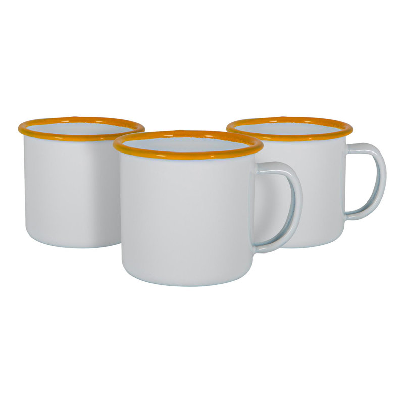 Enamelware Espresso Cup, White/Mustard, 12