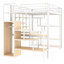 Lit mezzanine double en métal avec escalier de rangement et petite armoire-846200179