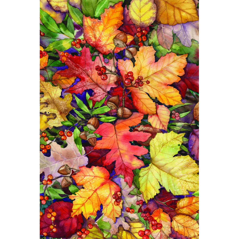 «Leaves and Acorns» par Kathleen Parr McKenna - reproduction sur toile tendue, H 18 po x l 12 po