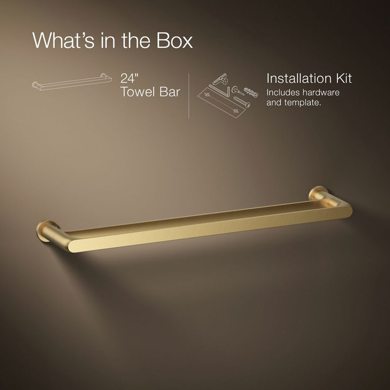 Avid 24-In Double Towel Bar, Vibrant Brushed Moderne Brass
