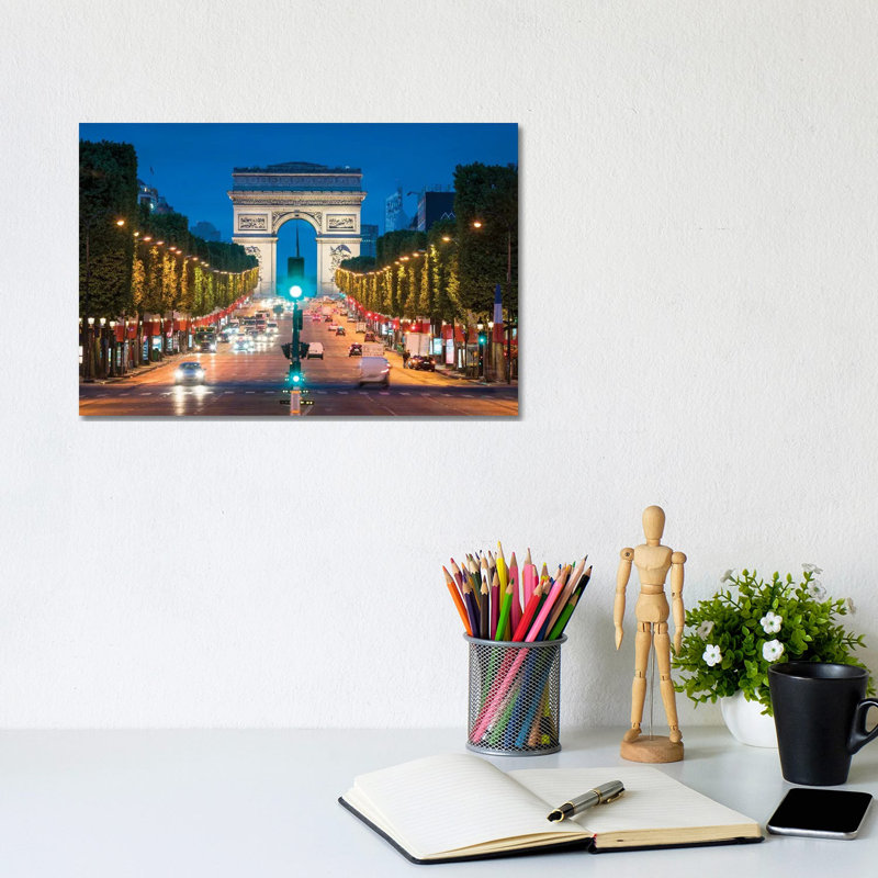Arc De Triomphe And Avenue Des Champs-Élysées A by Jan Becke - Wrapped Canvas Gallery-Wrapped Canvas Giclée
