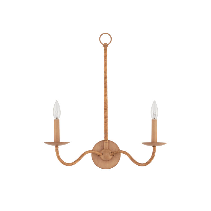 Saddle Tan Double-Light Iron Wall Sconce