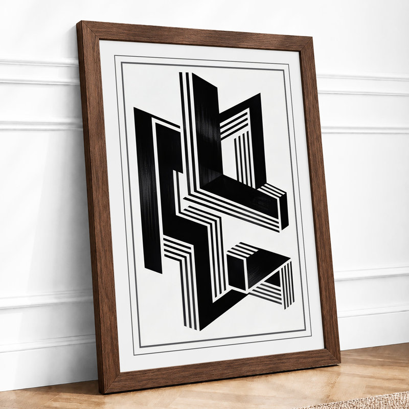 Angular Forms Industrial - Print, A2 - 59.4 x 42.0 cm, Walnut
