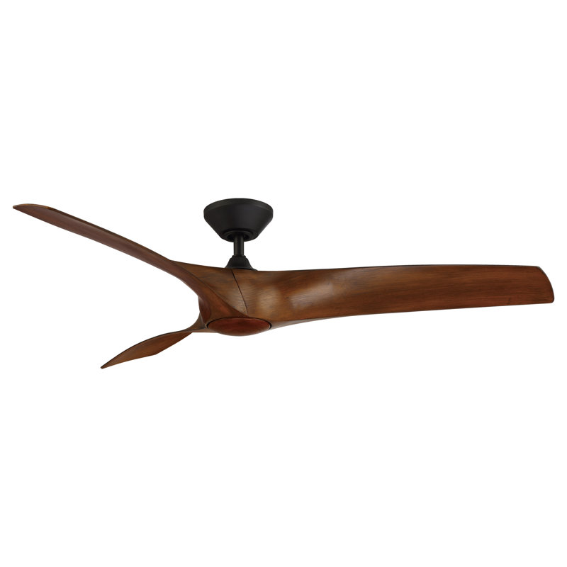 Zephyr 3 - Blade Outdoor/Indoor Smart Ceiling Fan with Light Kit And Remote Control Included, 52", Matte Black/Distressed Koa