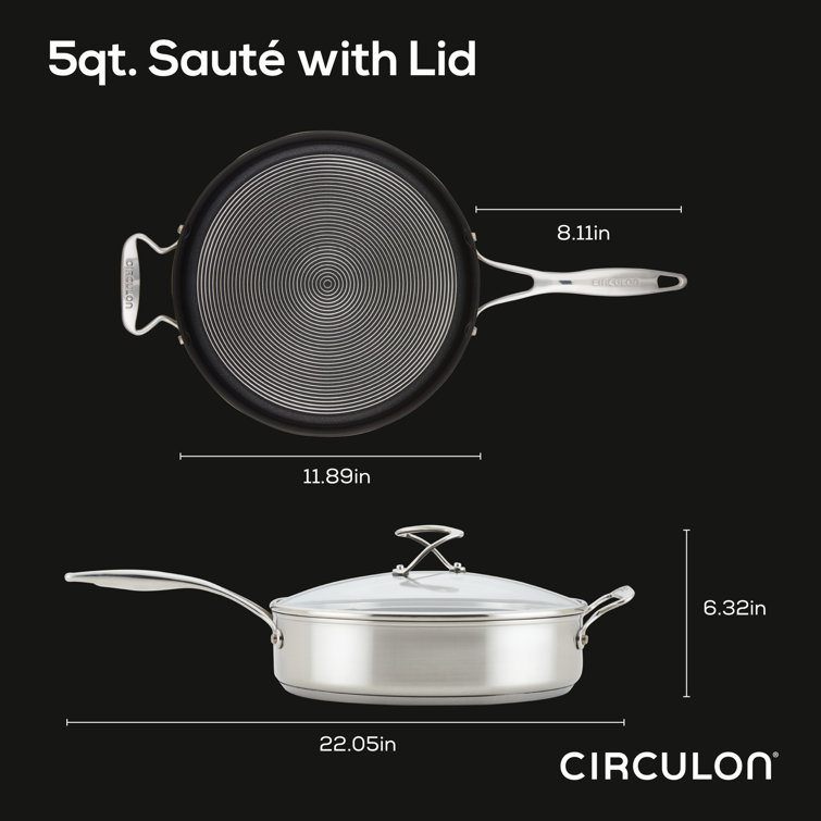 Circulon SteelShield Stainless Steel Saucepan with Straining Lid, 3 Quart, Silver