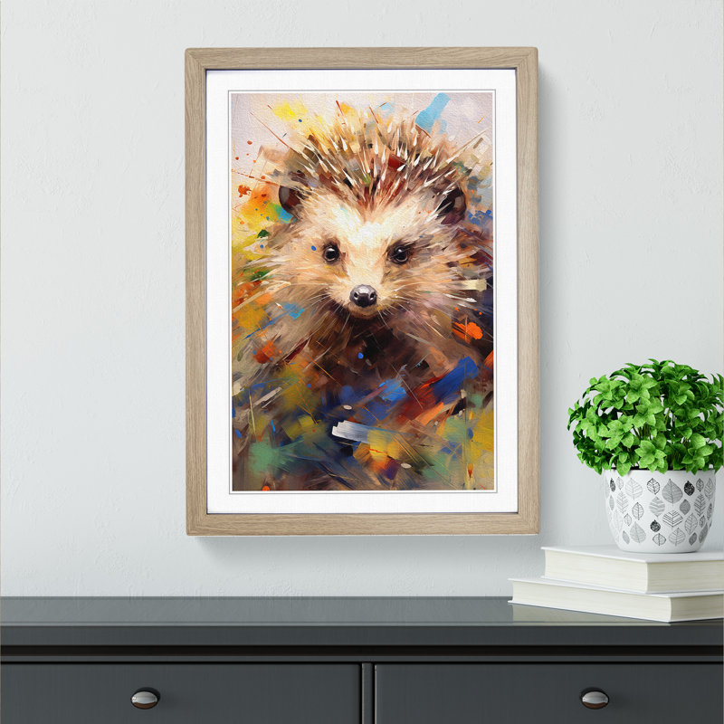 Hedgehog Gestural Art - Framed Print