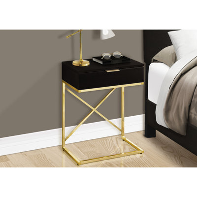 Table d'appoint polyvalente pour la chambre à coucher - brun, design minimaliste en métal doré avec rangement stratifié, structure moderne