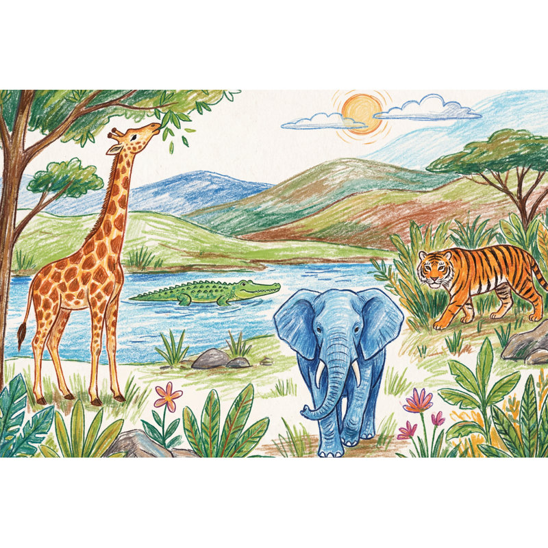 Papier peint safari, papier peint animaux sauvages de la savane, Texturé non collé, 160 po x 108 po