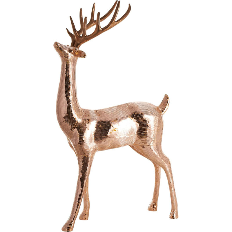 Statue de décoration de plancher en fibre de verre renne avec motif mosaïque, figurine décorative