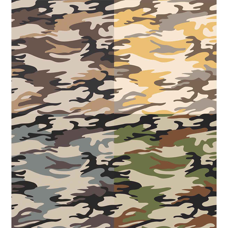Queen Beige and Brown Camouflage Microfiber Duvet Cover Set