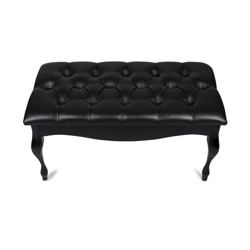 Faux Leather Upholstered Bench, Black/Black