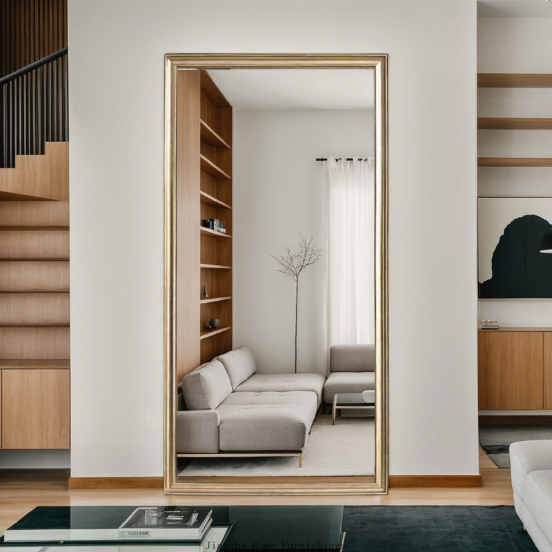 32x70 Inch Full Body Floor Mirror with Artificial Wood Frame for Bedroom and Salon