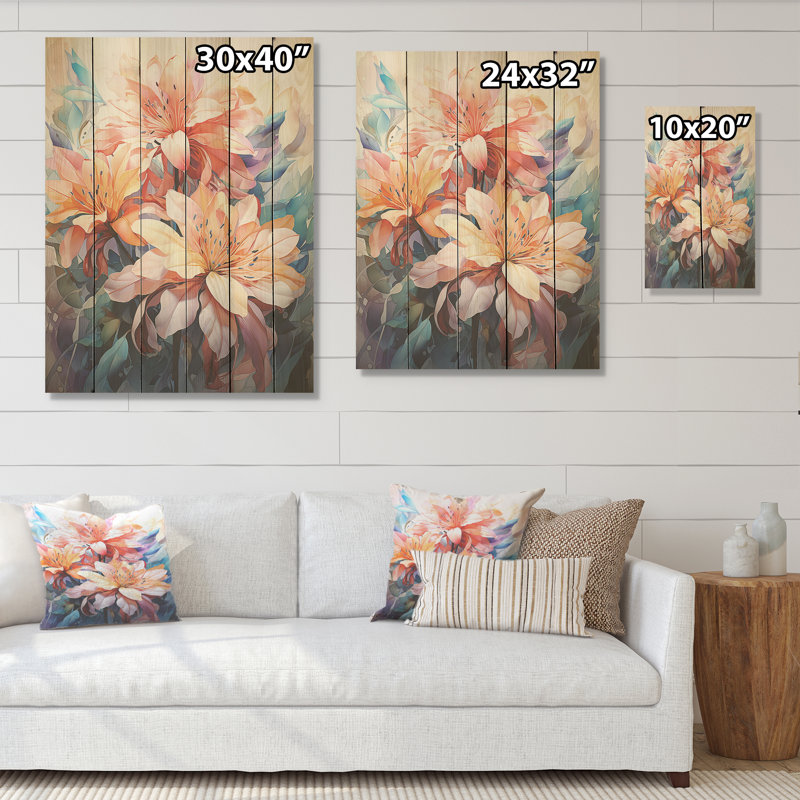 Joyeux bouquet d'hibiscus tropical - Art sur bois d'hibiscus sur bois de pin naturel, H 32 po x l 24 po