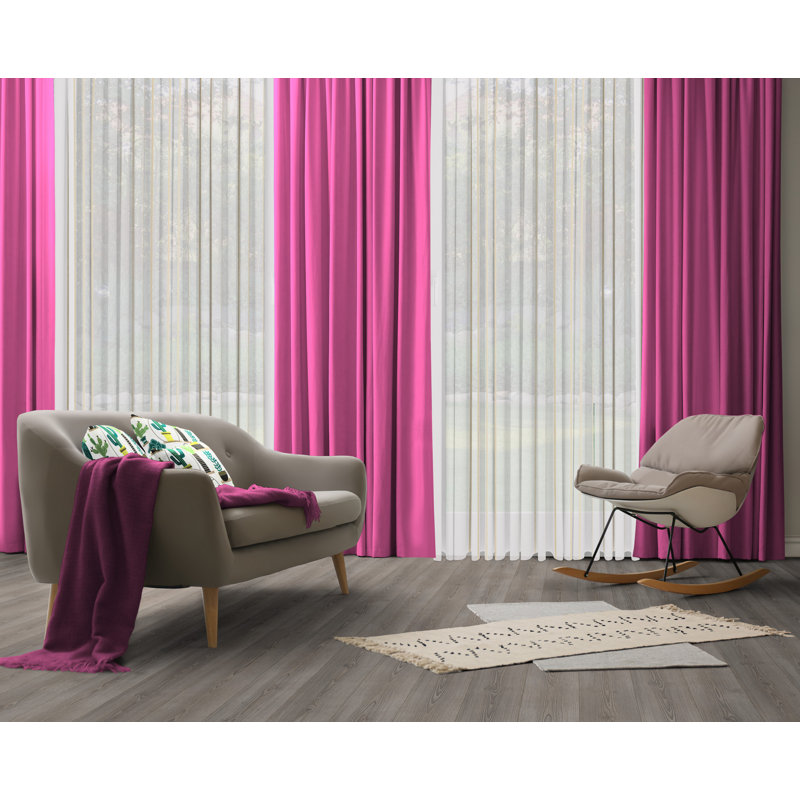 Polyester Blackout Pinch Pleat Curtain Panel, 142cm wide x 355cm high, Dark pink