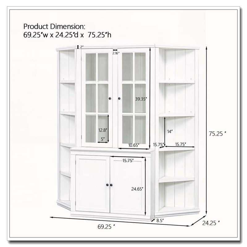 Armoire haute avec deux tablettes triangulaires