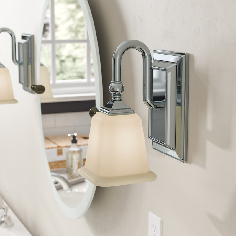 Bima Dimmable Vanity Light, Opal Etched, Polished Chrome