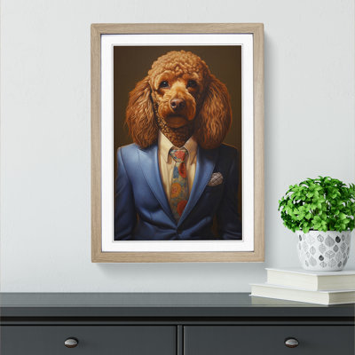 Poodle In A Suit - Single Picture Frame Print on Wood