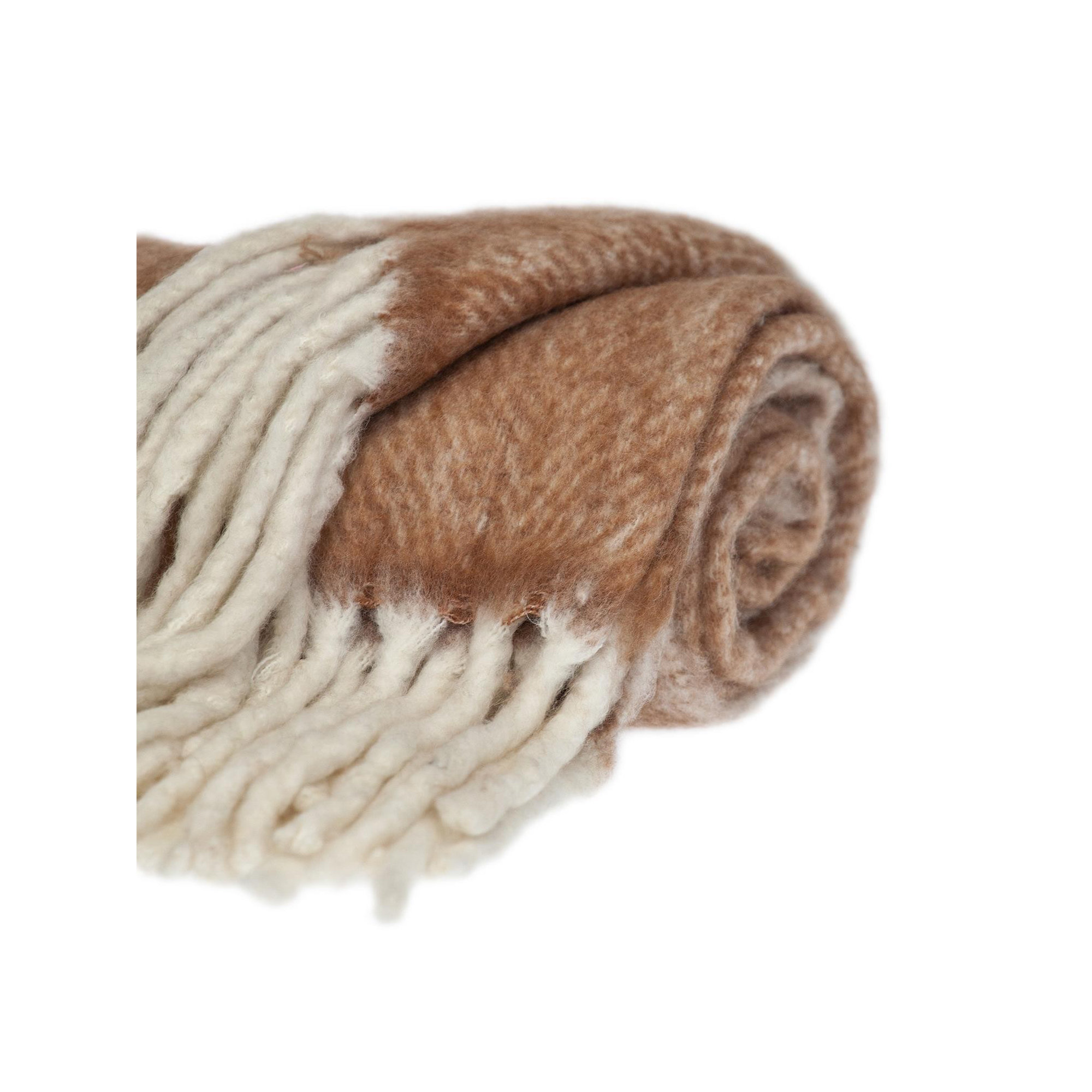 Ixia Wool Blend Knitted Throw Blanket, Natural