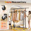 Double Rail Freestanding Clothes Rack, with Mesh Board and Side Hooks-1573547688