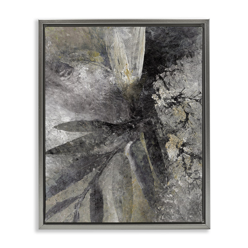 Abstrait botanique, H 31 po x l 25 po, Cadre flottant gris lustré